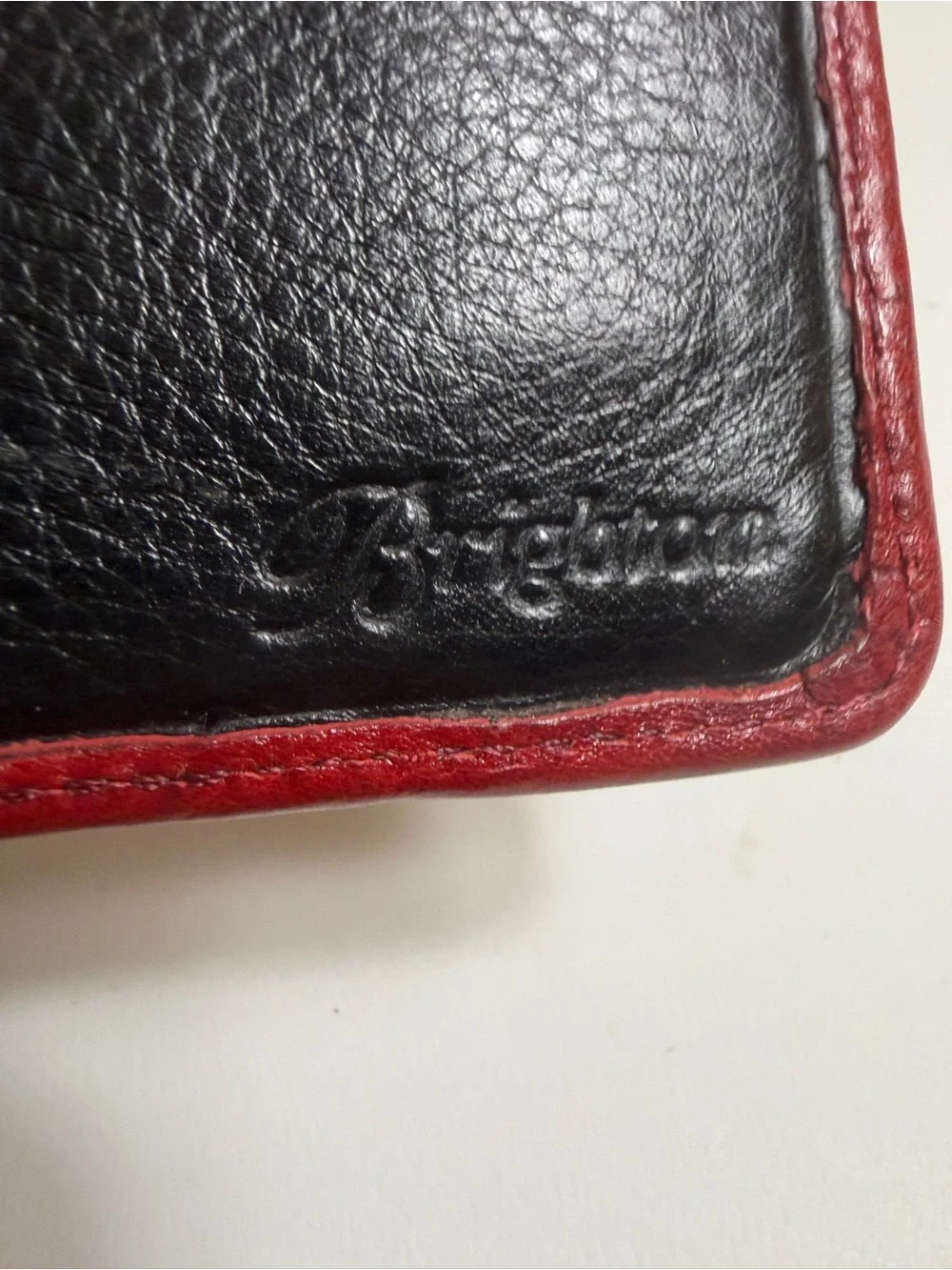 Brighton Vintage Red & Black Leather Organizer Bifold Wallet
